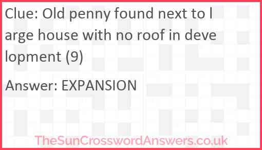 Old penny found next to large house with no roof in development (9) Answer