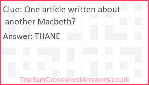 One article written about another Macbeth? Answer