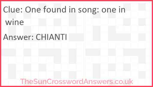 One found in song: one in wine Answer