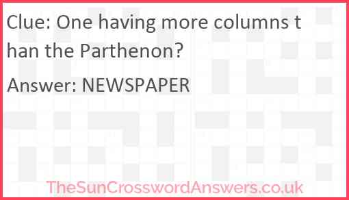 One having more columns than the Parthenon? Answer