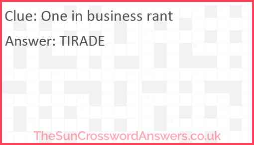One in business rant Answer