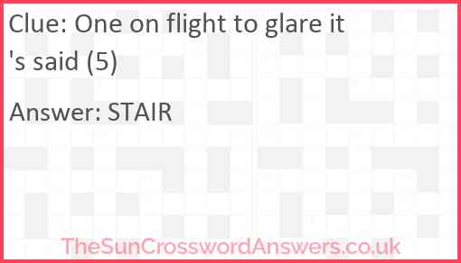 One on flight to glare it's said (5) Answer