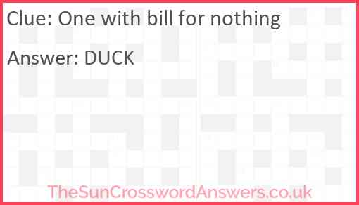 One with bill for nothing Answer