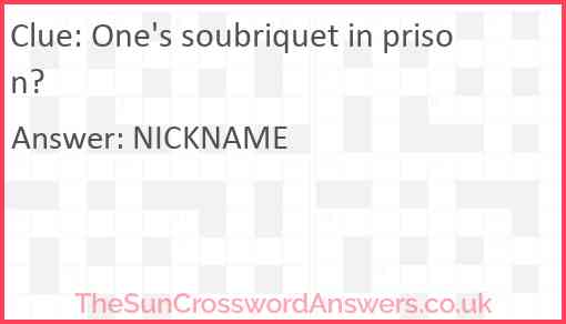 One's soubriquet in prison? Answer