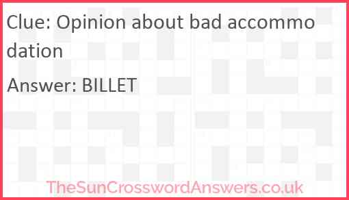 Opinion about bad accommodation Answer