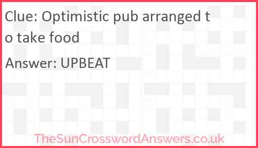 Optimistic pub arranged to take food Answer