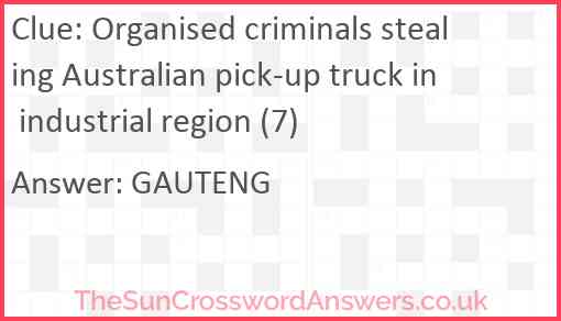 Organised criminals stealing Australian pick-up truck in industrial region (7) Answer