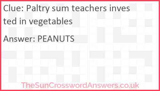 Paltry sum teachers invested in vegetables Answer