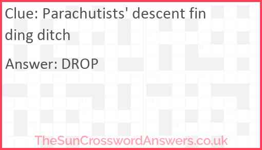 Parachutists' descent finding ditch Answer