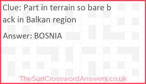 Part in terrain so bare back in Balkan region Answer