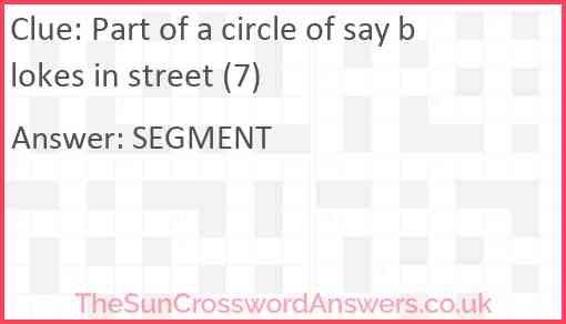 Part of a circle of say blokes in street (7) Answer