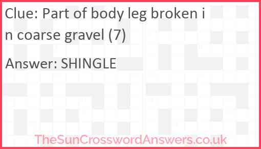 Part of body leg broken in coarse gravel (7) Answer