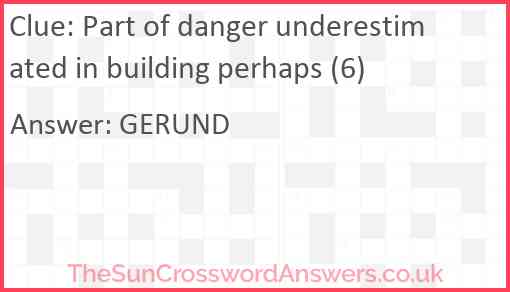 Part of danger underestimated in building perhaps (6) Answer
