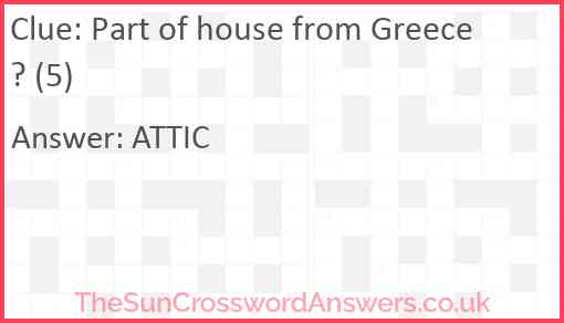 Part of house from Greece? (5) Answer