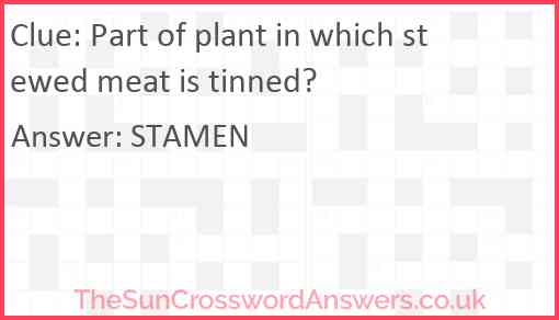 Part of plant in which stewed meat is tinned? Answer
