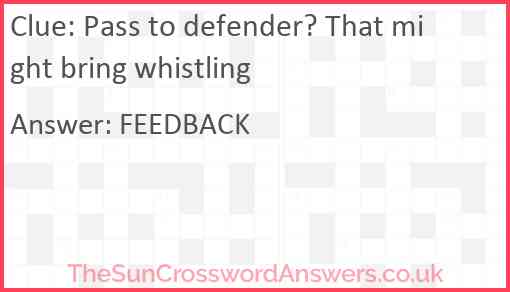 Pass to defender? That might bring whistling Answer