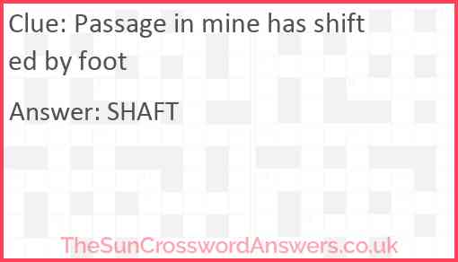 Passage in mine has shifted by foot Answer