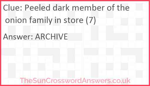 Peeled dark member of the onion family in store (7) Answer