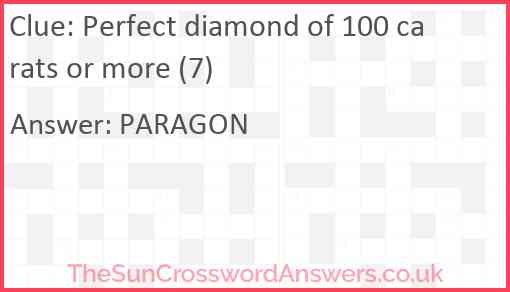 Perfect diamond of 100 carats or more (7) Answer