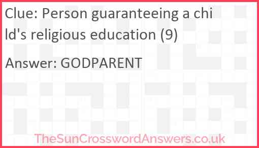 Person guaranteeing a child's religious education (9) Answer