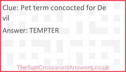 Pet term concocted for Devil Answer