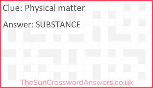 Physical matter Answer