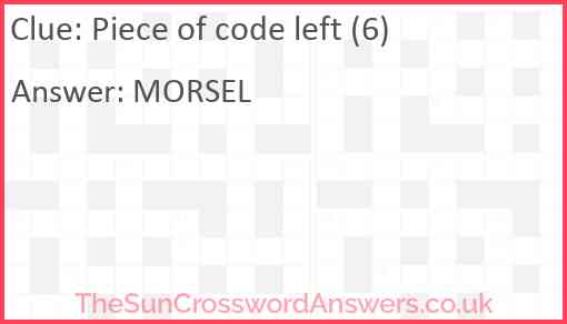 Piece of code left (6) Answer