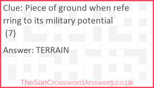 Piece of ground when referring to its military potential (7) Answer
