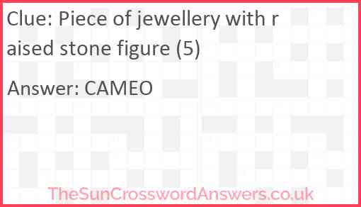 Piece of jewellery with raised stone figure (5) Answer