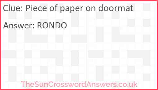 Piece of paper on doormat Answer