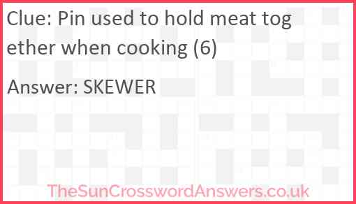 Pin used to hold meat together when cooking (6) Answer