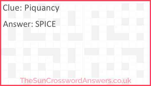 Piquancy Answer