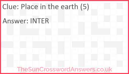 Place in the earth (5) Answer