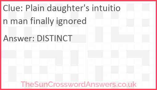 Plain daughter's intuition man finally ignored Answer