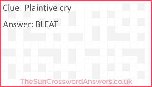 Plaintive cry Answer