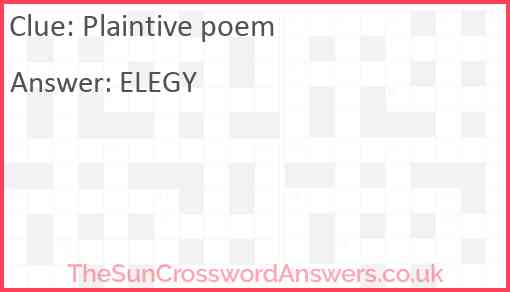 Plaintive poem Answer