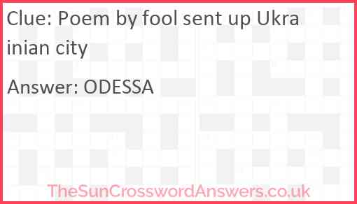 Poem by fool sent up Ukrainian city Answer