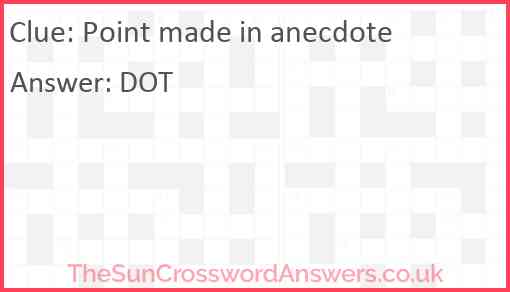 Point made in anecdote Answer