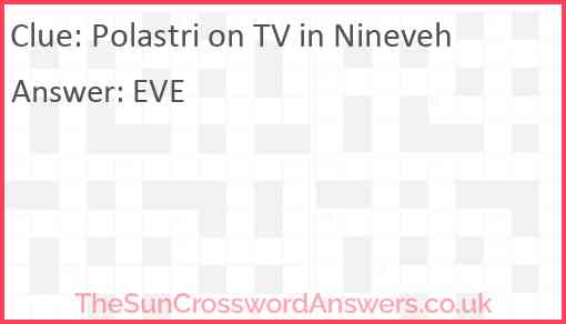 Polastri on TV in Nineveh Answer