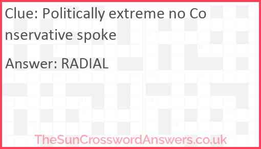 Politically extreme no Conservative spoke Answer