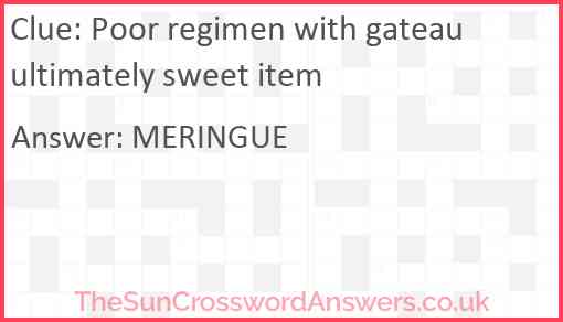 Poor regimen with gateau ultimately sweet item Answer