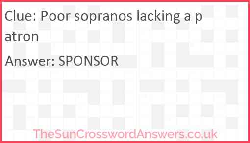 Poor sopranos lacking a patron Answer