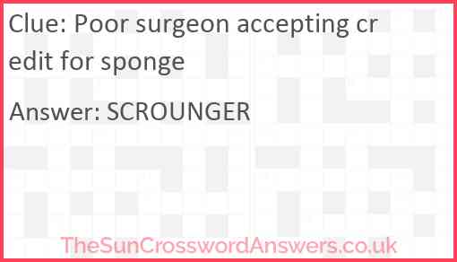 Poor surgeon accepting credit for sponge Answer