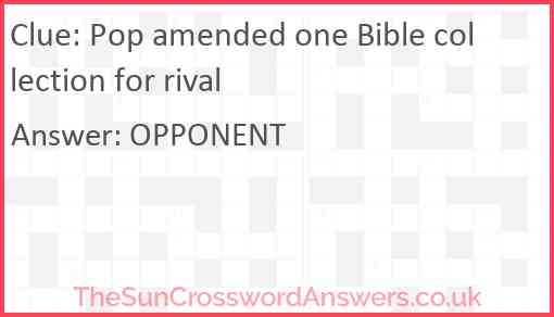 Pop amended one Bible collection for rival Answer