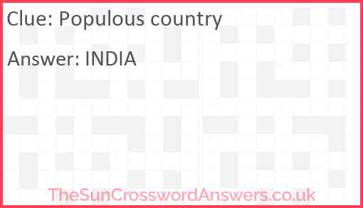 Populous country Answer