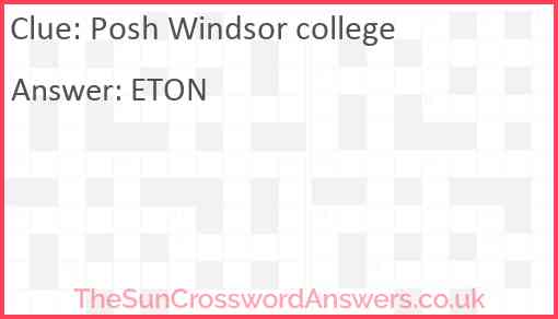 Posh Windsor college Answer