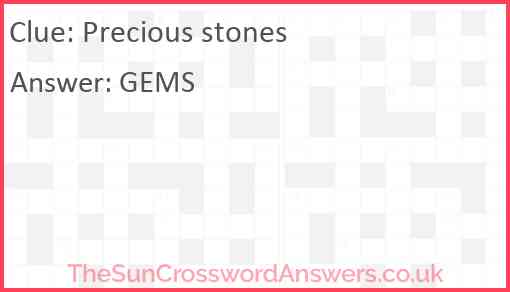 Precious stones Answer