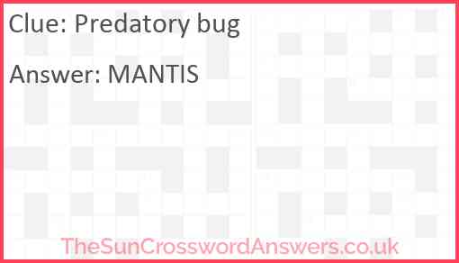 Predatory bug Answer
