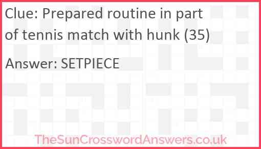 Prepared routine in part of tennis match with hunk (35) Answer