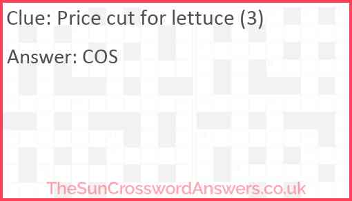 Price cut for lettuce (3) Answer